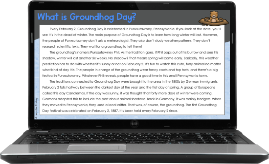 Printable and Digital Groundhog Day Reading Activities for Grades 4-5.