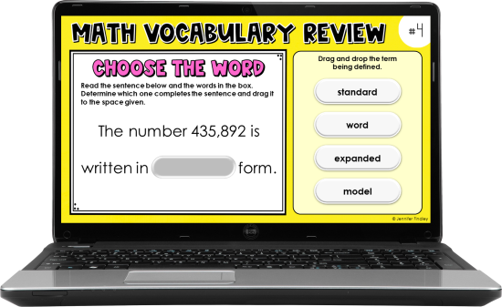 Digital test prep task cards are great for reviewing math vocabulary words!