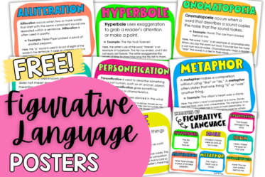 Use these free printable and digital figurative language posters for your 4th and 5th graders.