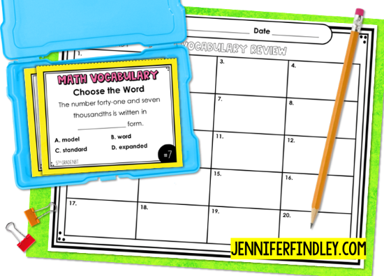 Choose the word from multiple choice options to review math vocabulary! Perfect for test prep in grades 4-5.
