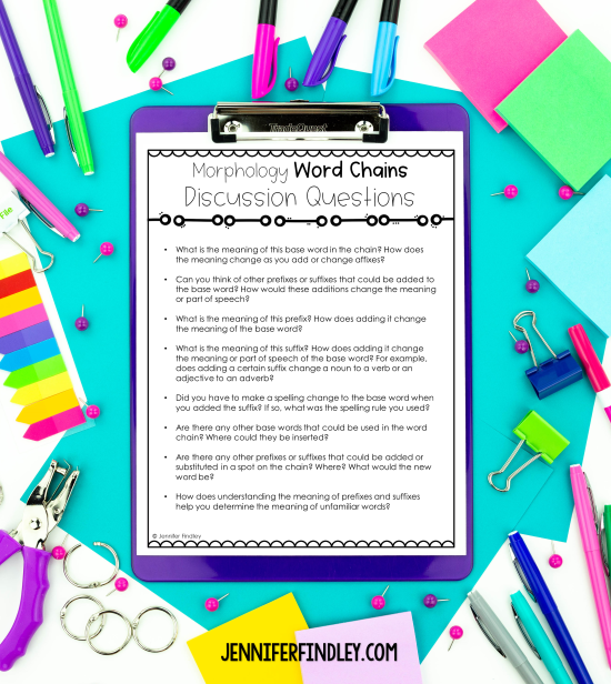 Morphology word chains are a great morphology activity that increases vocabulary and has the potential for great student discussion! Read more and grab freebies on this post.