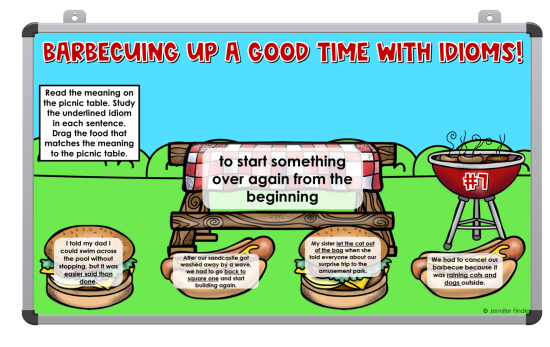 Use the digital version as a whole group idiom review activity on your interactive whiteboard! 