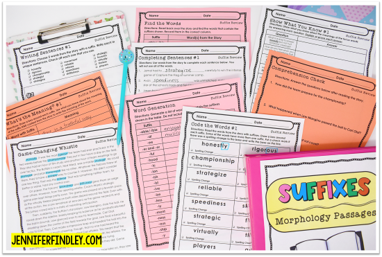 Review a variety of suffixes with this free suffix passage and printable activities!