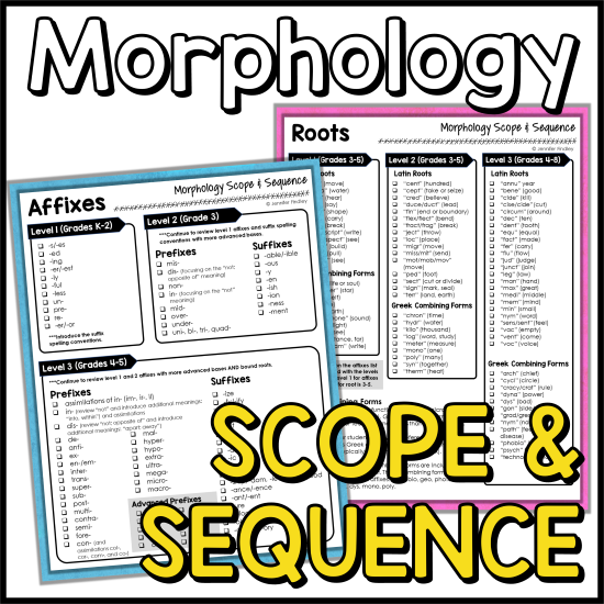 Free morphology scope and sequence (and read suggestions and guidelines for effective morphology instruction)!
