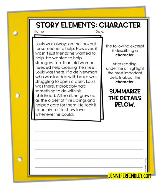 Story Elements Passages Task Cards