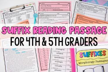 Want a way to review a variety of suffixes with your 4th and 5th graders? Try this free suffix reading passage with printable extension activities!