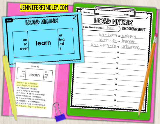 Enhance your morphology instruction with word matrix activities!