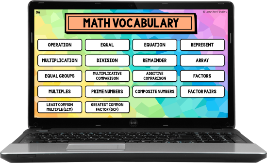 Free digital math vocabulary posters for a digital word wall