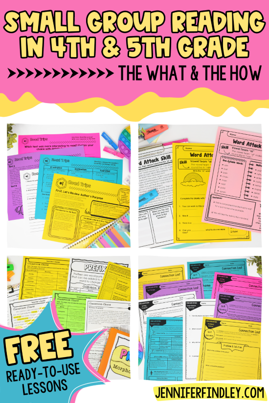 Small group reading instruction can be daunting but it doesn’t have to be! This post shares the what (what can you teach in small groups) and the how (a 6-step process for teaching small groups).