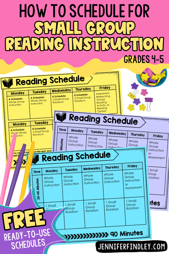 Not sure how to fit in small group reading instruction? Check out this post for tips, strategies, and ready-to-schedules for a variety of timeframes.