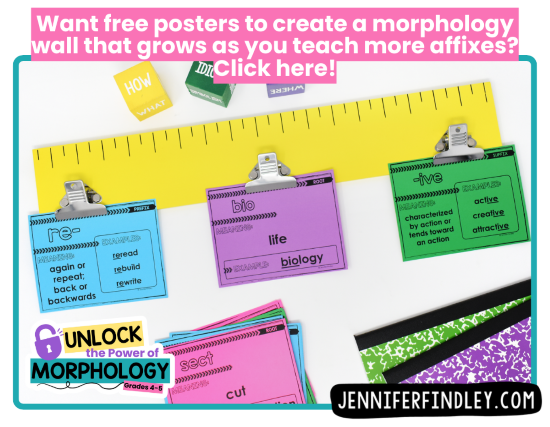 Teaching morphology and need a plan? This post walks you through the roadmap. Learn how to teach prefixes, suffixes, and roots with a clear 6-step system. Looking for a year-long plan for teaching morphology? Start here. Grab a free morphology collection to support your 4th and 5th grade students. Morphology instruction made simple — read this guide to get started. Want to teach roots and affixes all year long? Here’s the roadmap. Free morphology teaching resources included with this roadmap post. Step-by-step guide for teaching morphology in grades 4 and 5.