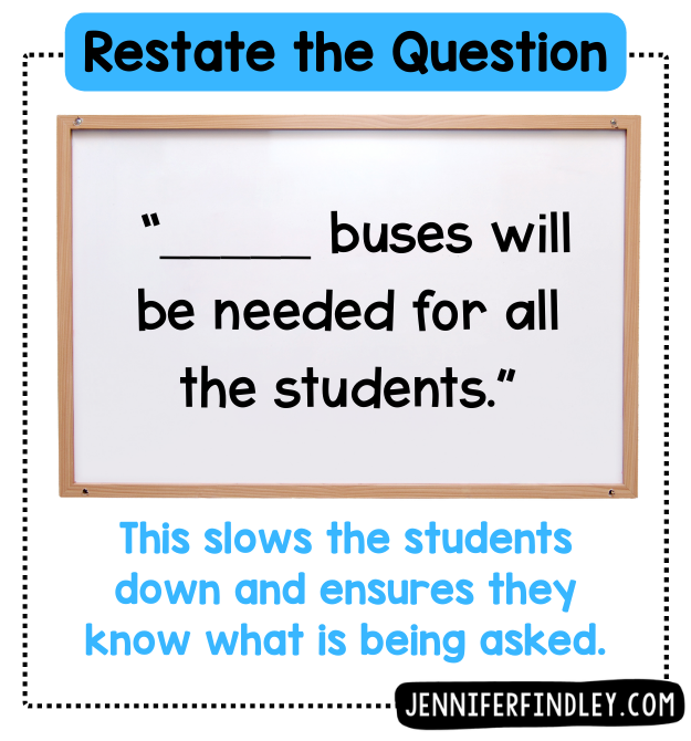 Teaching students to restate the question in math word problems — a simple first step that builds comprehension before solving