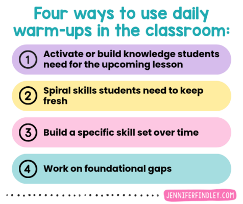 Four purposeful ways to use daily classroom warm-ups