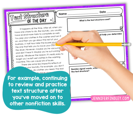 Reading warm-up for spiral review of text structure skills